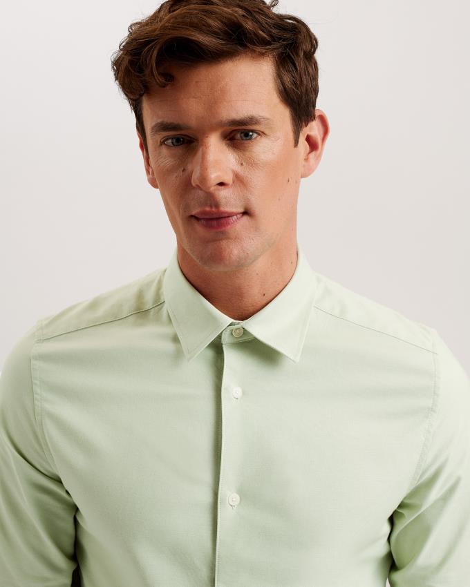 Chemises Ted Baker Long Sleeve Cotton Oxford Vert Homme | UWI-22249499